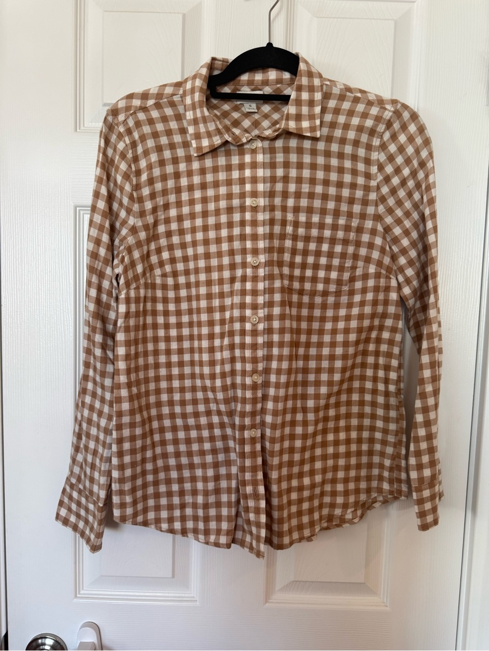 NWT JCrew Brown and White Gingham Button-Down Shirt Cotton Women’s Small